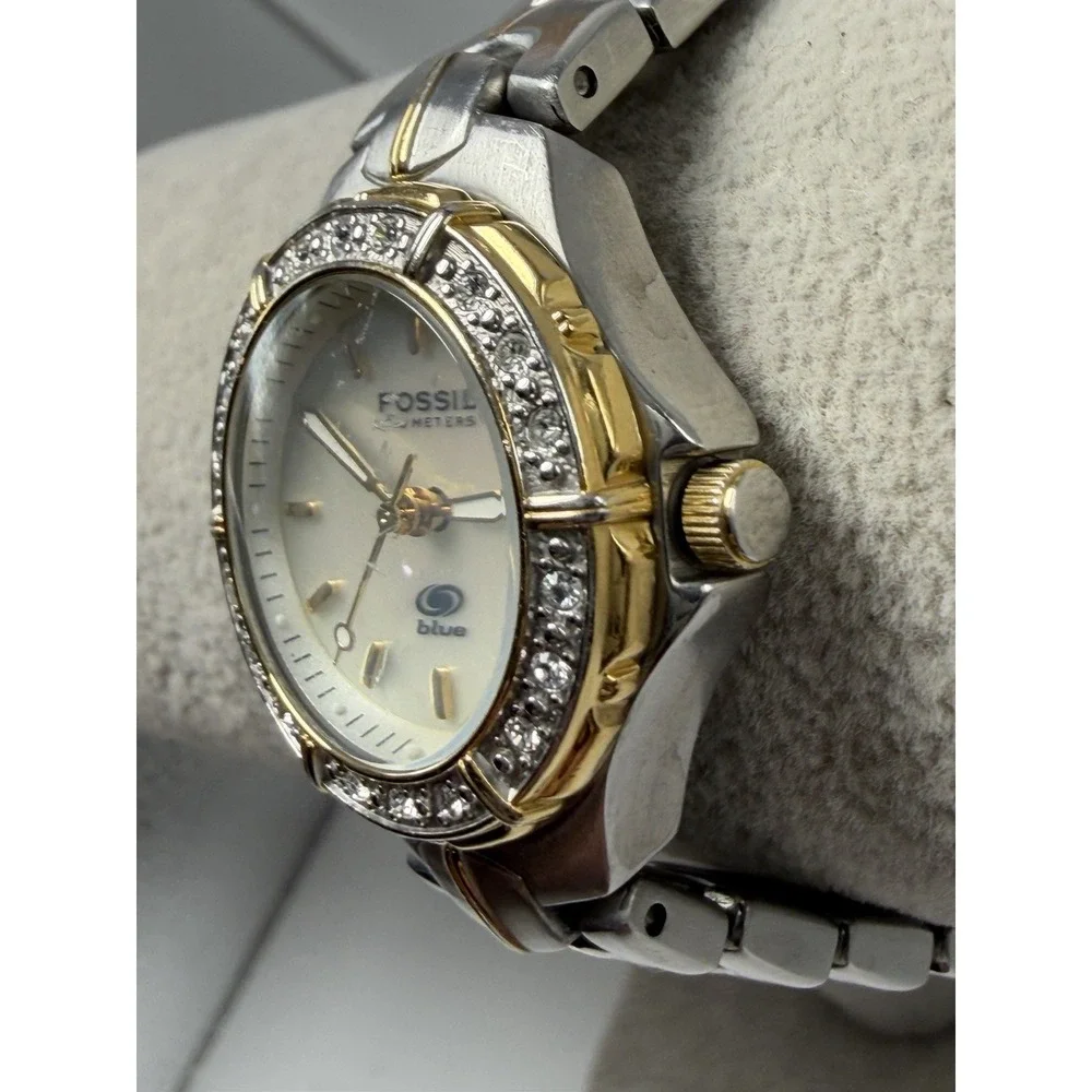 Fossil Blue AM-3757 New Battery Ladies MOP Watch 27MM 6.75